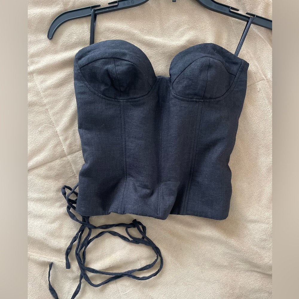 GAÂLA Black Linen Corset- 36 FR only worn a few times
